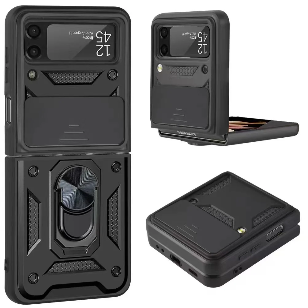 [Built-in Ring Bracket][With Slide Lens Cover] Motorola Moto Razr 50/Ultra Mecha-style Anti-slip Protective Hard Heavy Duty Series Case With Big Camera Hole - Image 11