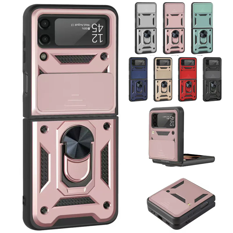 [Built-in Ring Bracket][With Slide Lens Cover] Motorola Moto Razr 50/Ultra Mecha-style Anti-slip Protective Hard Heavy Duty Series Case With Big Camera Hole - Image 2