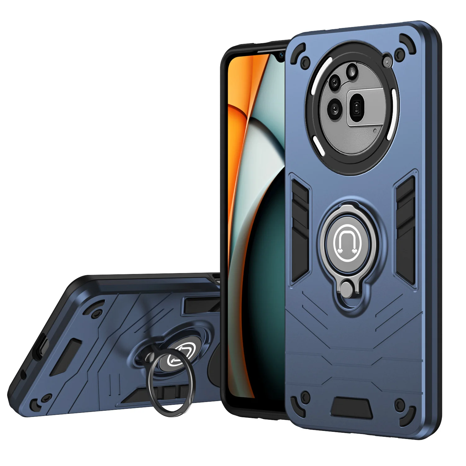 [Built-in Ring Bracket][With Slide Lens Cover] Nothing Phone (3a)/Pro Mecha-style Anti-slip Protective Hard Heavy Duty Series Case