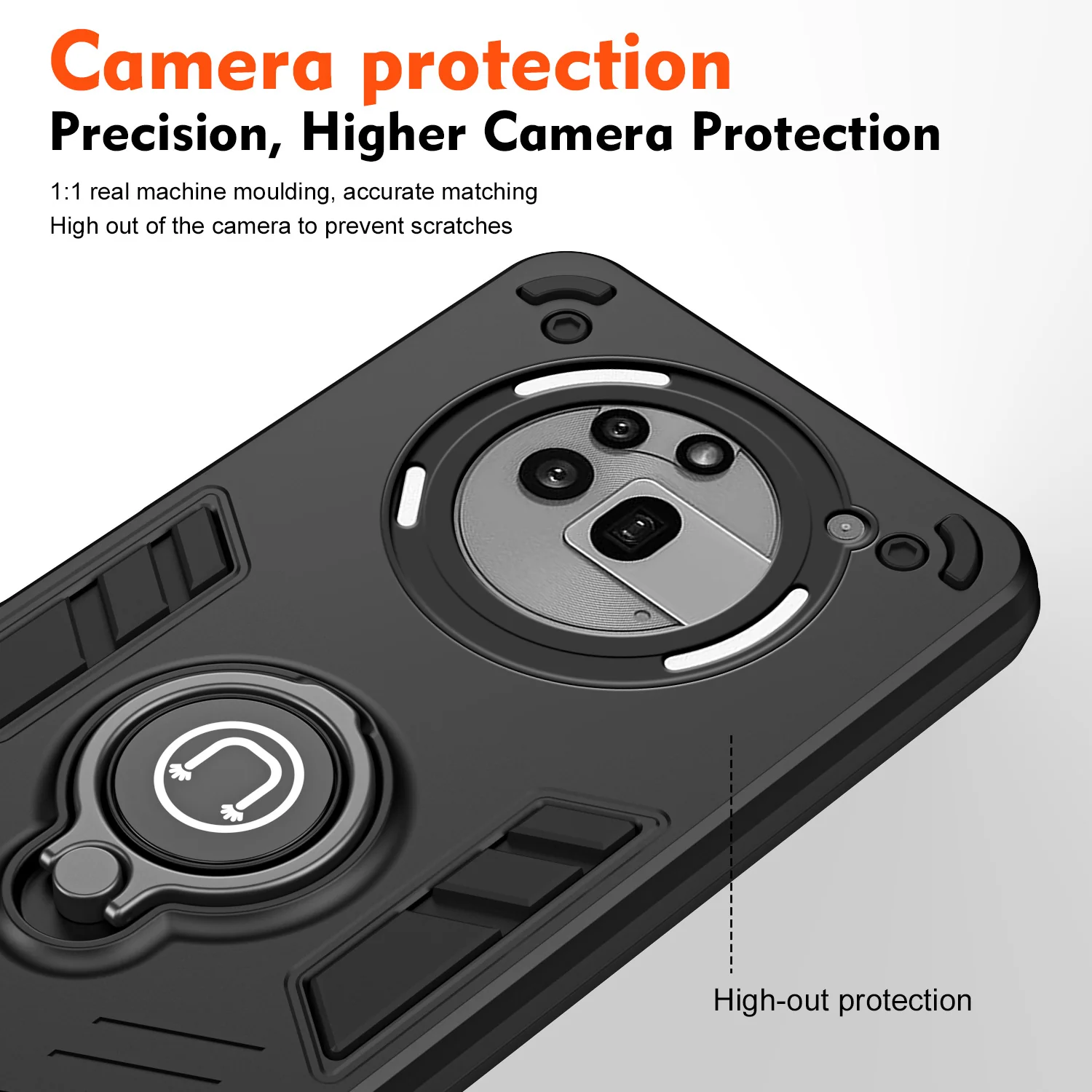 [Built-in Ring Bracket][With Slide Lens Cover] Nothing Phone (3a)/Pro Mecha-style Anti-slip Protective Hard Heavy Duty Series Case - Image 7