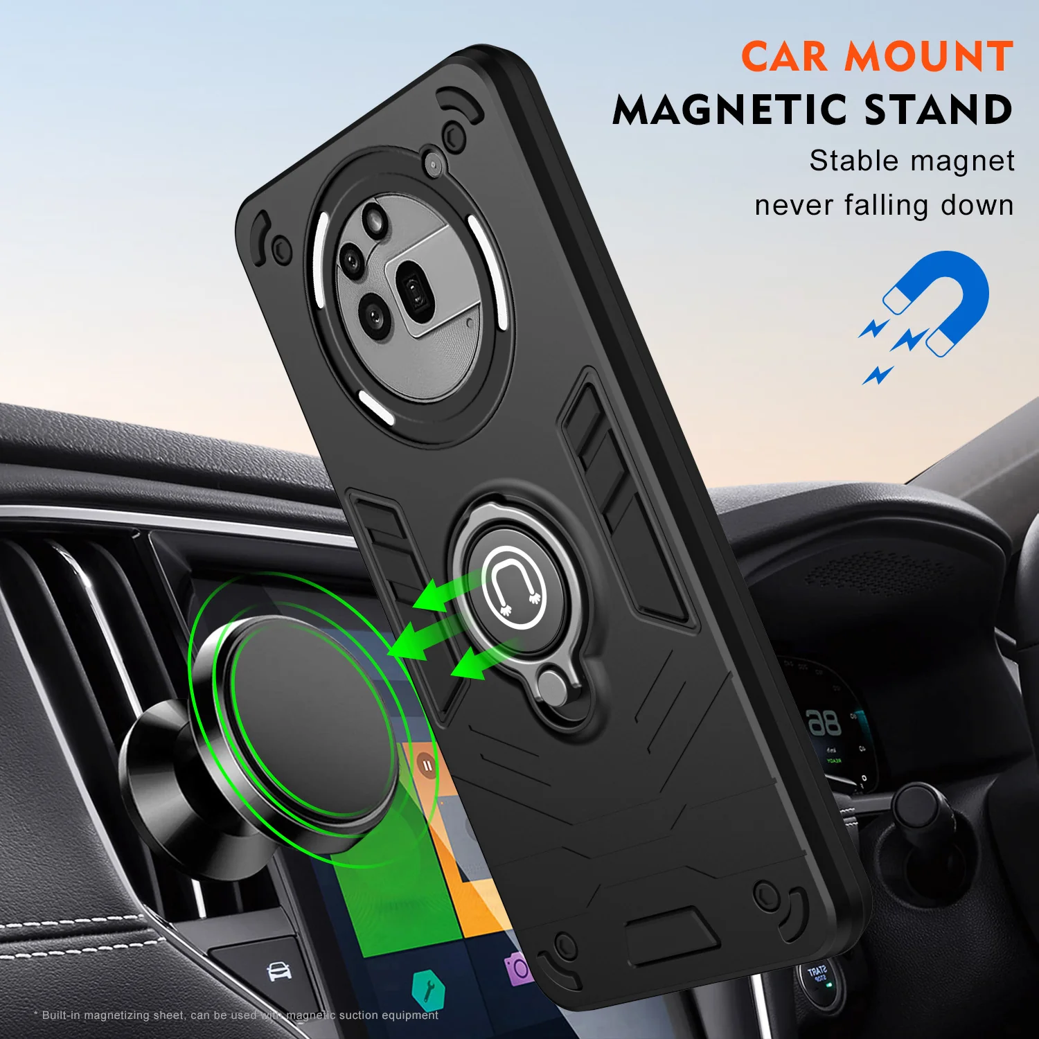 [Built-in Ring Bracket][With Slide Lens Cover] Nothing Phone (3a)/Pro Mecha-style Anti-slip Protective Hard Heavy Duty Series Case - Image 9
