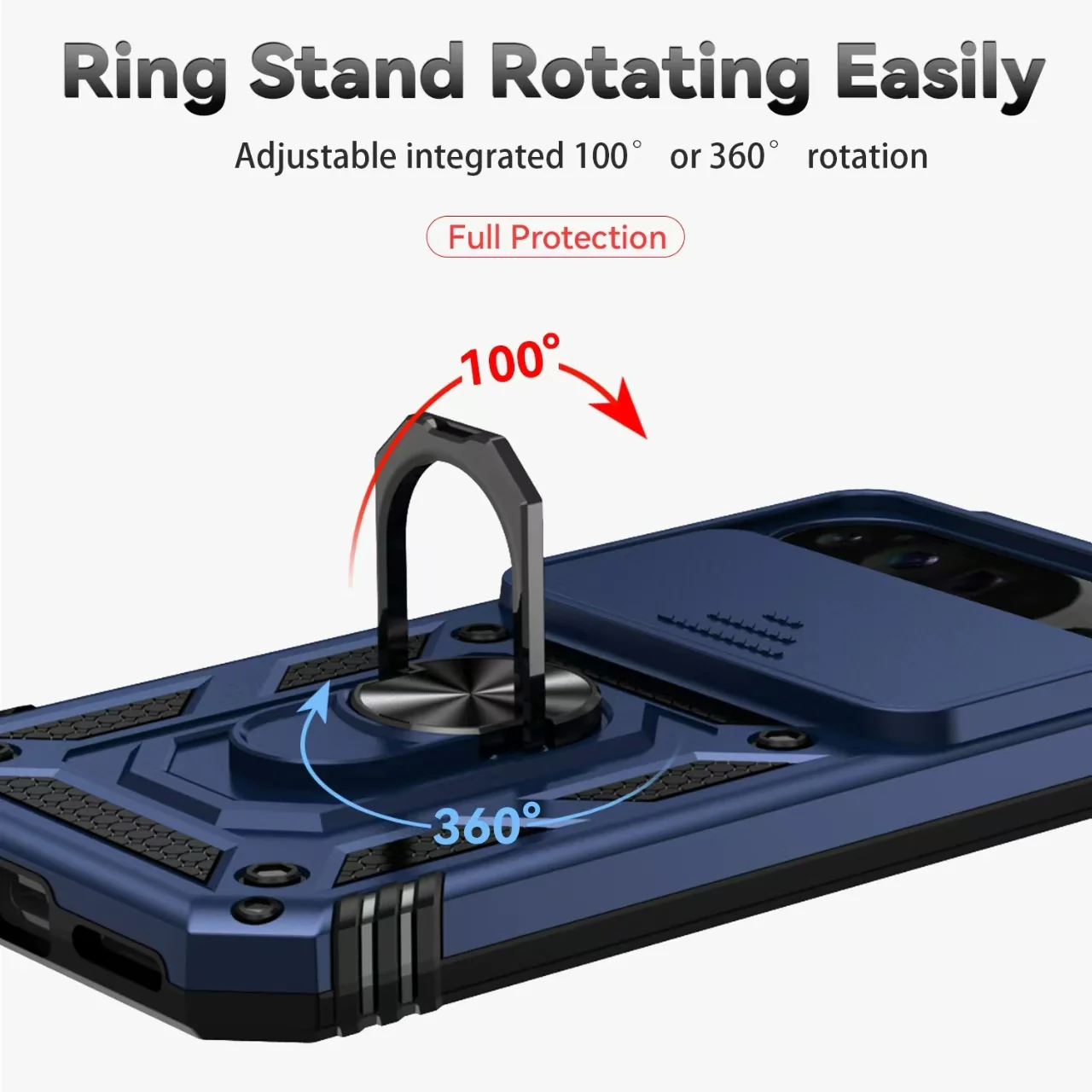 [Built-in Ring Bracket][With Slide Lens Cover] Xiaomi Redmi Note 13 5G/Pro 4/5G Magnetic Kickstand Shockproof Heavy Duty Series Case - Image 6