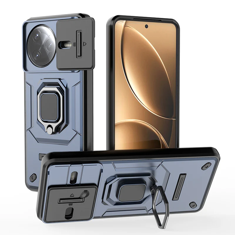 [Built-in Ring Bracket][With Slide Lens Cover] Xiaomi Poco F7 Ultra/Pro Minimalist Ultra-thin Shockproof Phone Stand Series Case