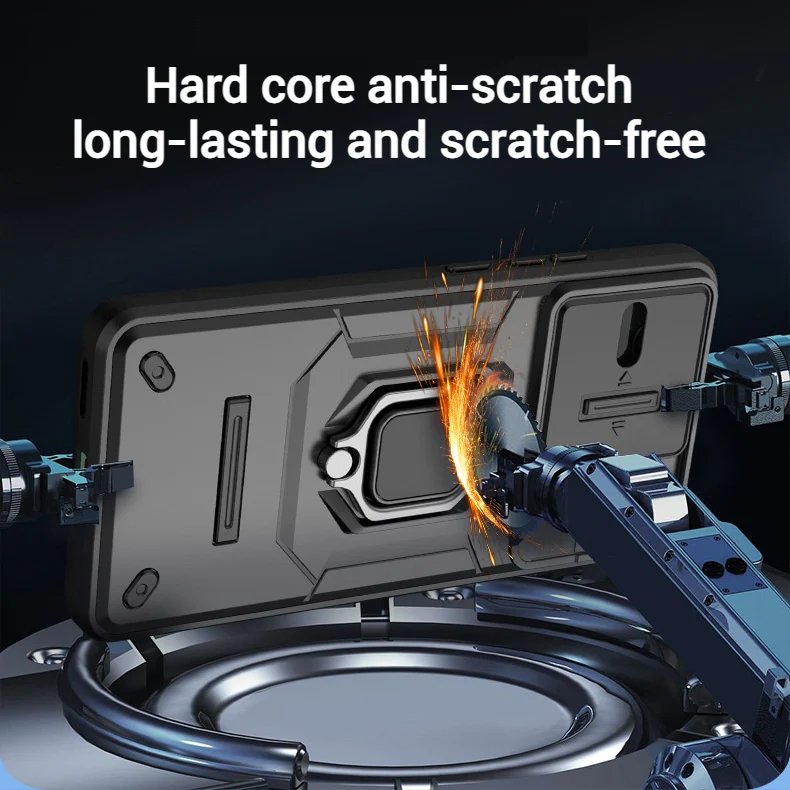 [Built-in Ring Bracket][With Slide Lens Cover] Xiaomi Poco F7 Ultra/Pro Minimalist Ultra-thin Shockproof Phone Stand Series Case - Image 10