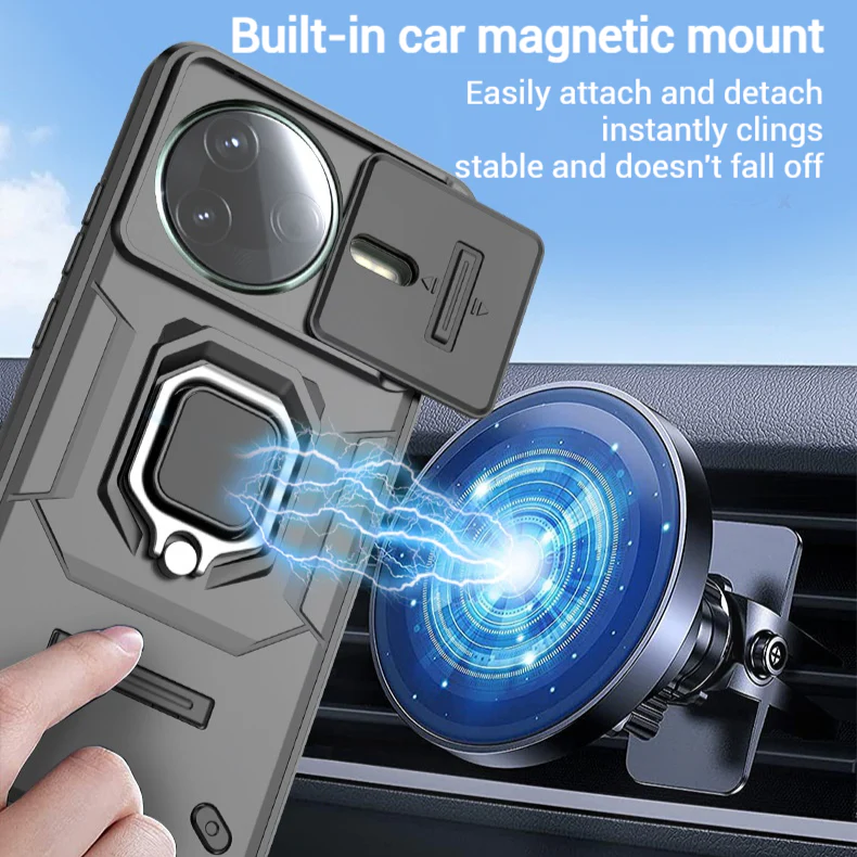 [Built-in Ring Bracket][With Slide Lens Cover] Xiaomi Poco F7 Ultra/Pro Minimalist Ultra-thin Shockproof Phone Stand Series Case - Image 11