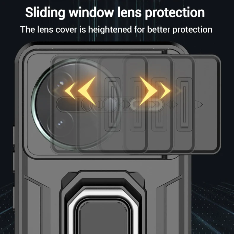 [Built-in Ring Bracket][With Slide Lens Cover] Xiaomi Poco F7 Ultra/Pro Minimalist Ultra-thin Shockproof Phone Stand Series Case - Image 12