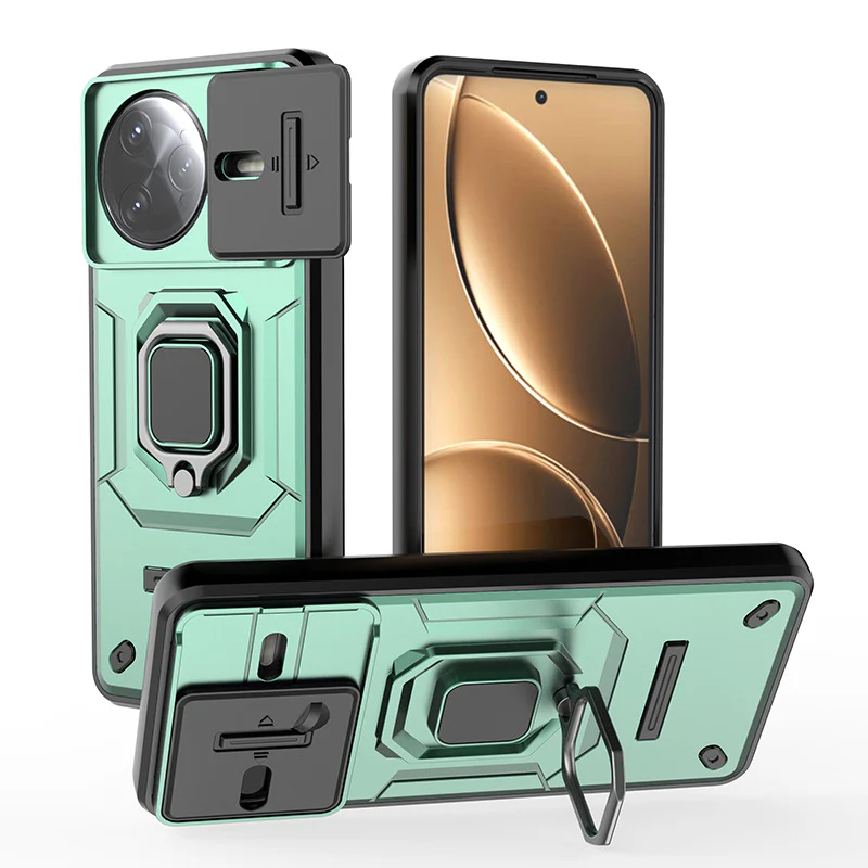 [Built-in Ring Bracket][With Slide Lens Cover] Xiaomi Poco F7 Ultra/Pro Minimalist Ultra-thin Shockproof Phone Stand Series Case - Image 3