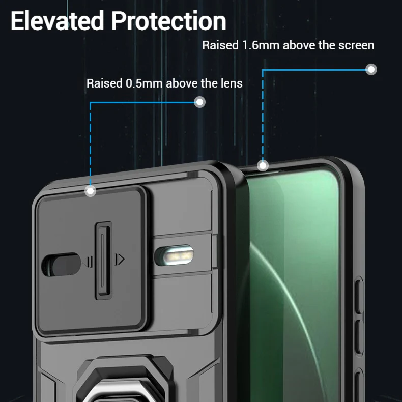 [Built-in Ring Bracket][With Slide Lens Cover] Xiaomi Poco F7 Ultra/Pro Minimalist Ultra-thin Shockproof Phone Stand Series Case - Image 7