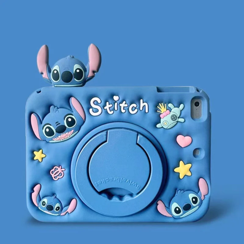 [Built-in Ring Holder][With Pen Slot] Apple iPad Mini 4/5 7.9'' 4/5th Gen (2015/2019) Stitch Cartoon Soft Silicone Anti-Drop Protective Case - Image 6