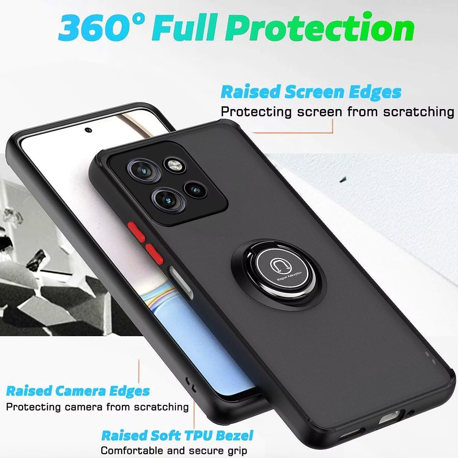 [Built-in Ring Kickstand] Motorola Moto Edge 50 Neo/S50/ThinkPhone 25 - Shockproof Heavy Duty Case With 2PC Tempered Glass Screen Protector - Image 11