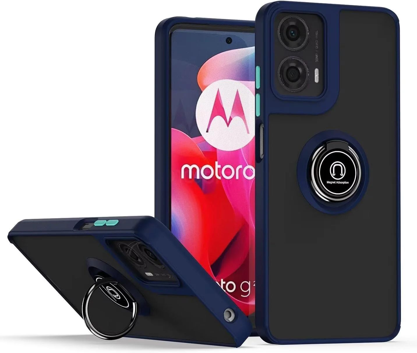 [Built-in Ring Kickstand] Motorola Moto Edge 50 Neo/S50/ThinkPhone 25 - Shockproof Heavy Duty Case With 2PC Tempered Glass Screen Protector - Image 3