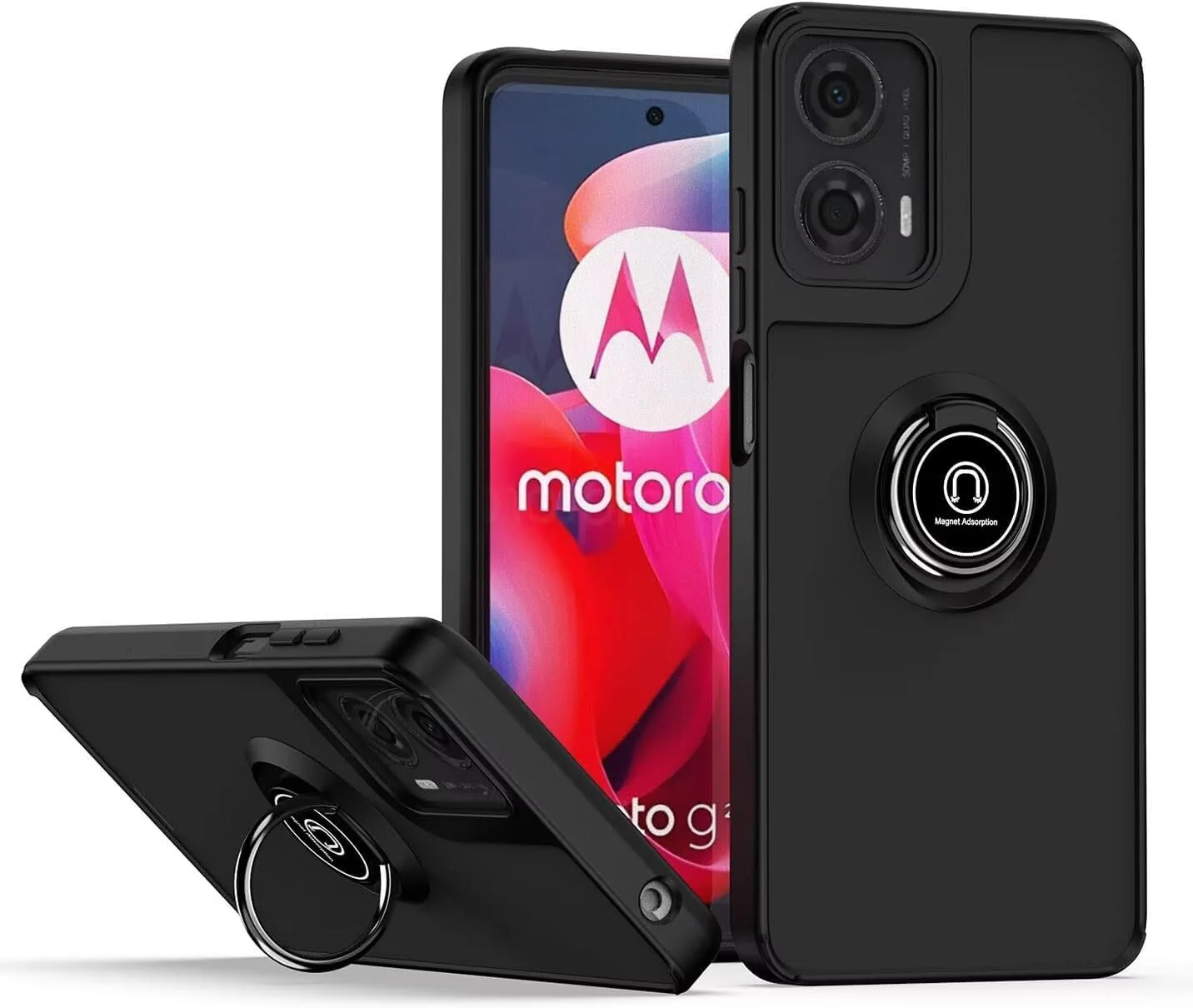 [Built-in Ring Kickstand] Motorola Moto Edge 50 Neo/S50/ThinkPhone 25 - Shockproof Heavy Duty Case With 2PC Tempered Glass Screen Protector - Image 4
