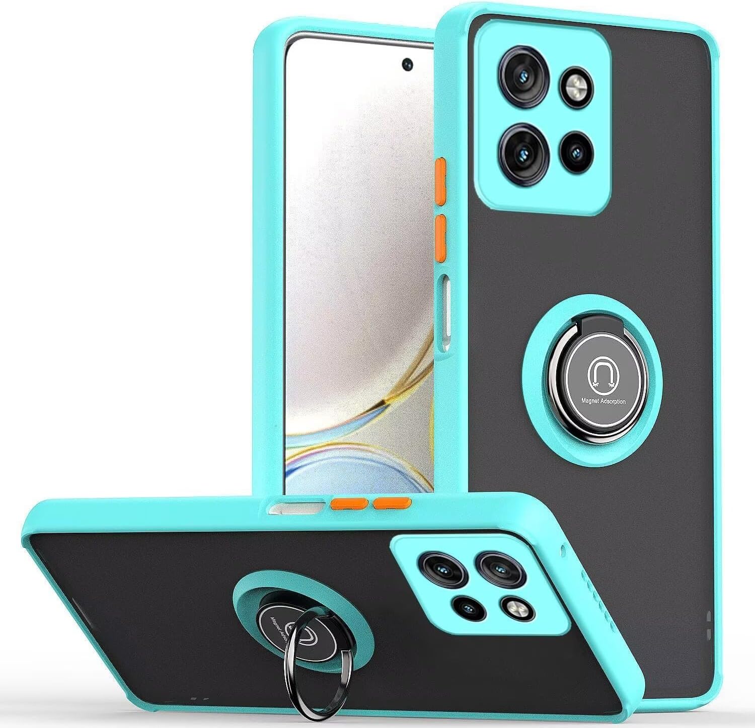 [Built-in Ring Kickstand] Motorola Moto Edge 50 Neo/S50/ThinkPhone 25 - Shockproof Heavy Duty Case With 2PC Tempered Glass Screen Protector - Image 5