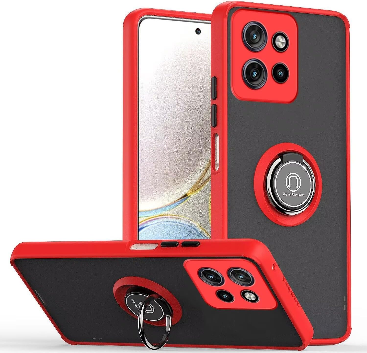 [Built-in Ring Kickstand] Motorola Moto Edge 50 Neo/S50/ThinkPhone 25 - Shockproof Heavy Duty Case With 2PC Tempered Glass Screen Protector - Image 6