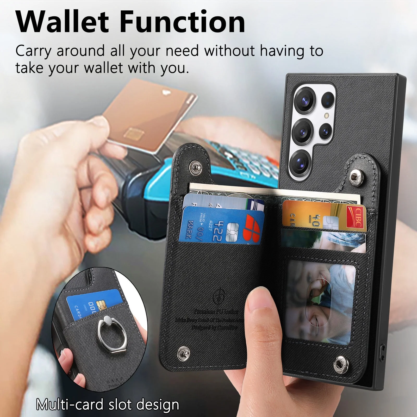 [Built-in Ring Kickstand][With Card Slot] Samsung Galaxy S25/Plus/Ultra/Edge Stylish Shockproof Wallet Series Case - Image 12