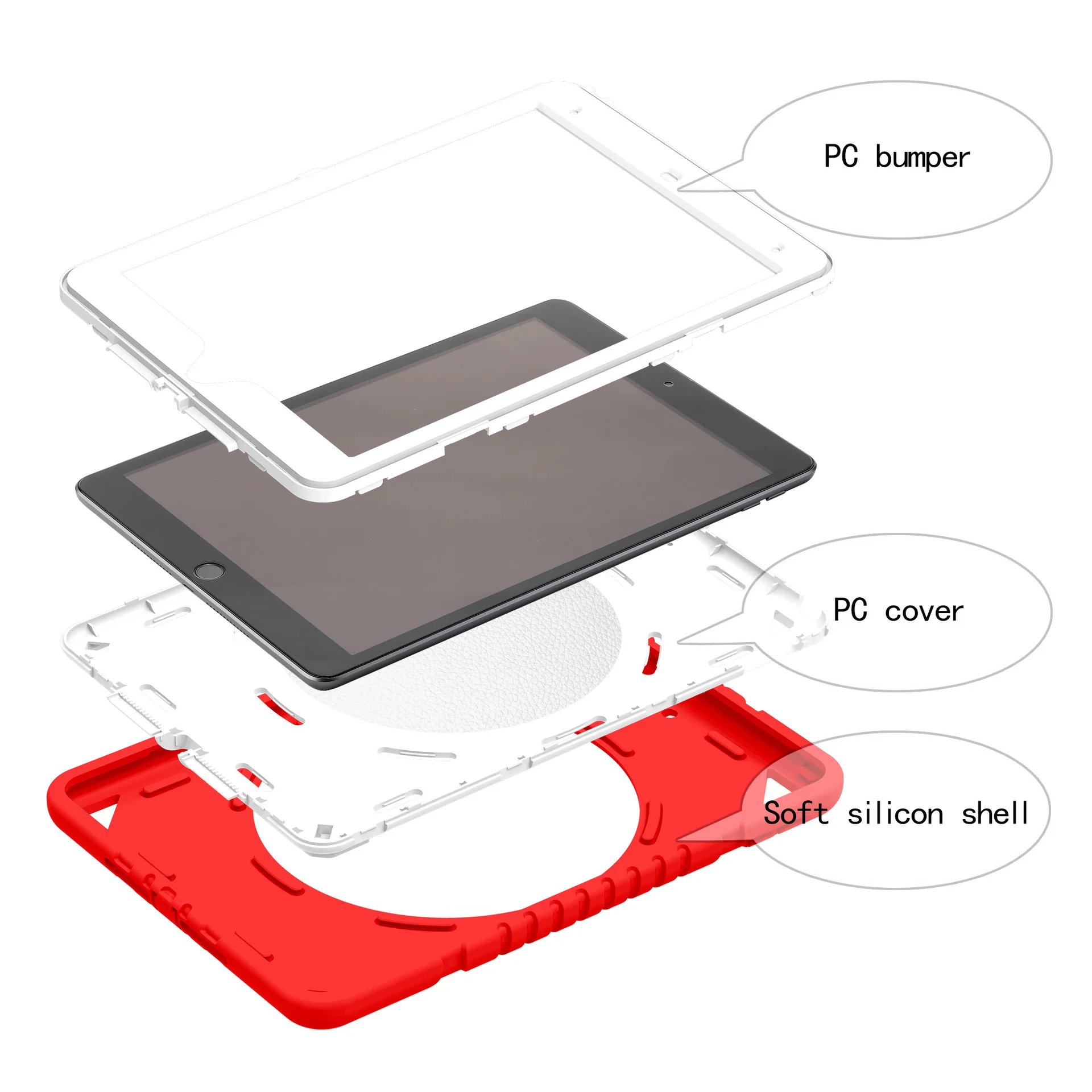 [Built-in Rotating Stand] Apple iPad 7/8/9 10.2'' 7/8/9th Gen (2019/2020/2021) Silicone Full-cover Children's Drop-resistant Case - Image 4