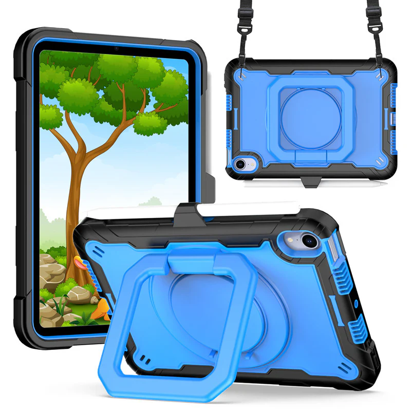 [Built-in Shoulder Strap][With Pen Slot] Apple iPad 7/8/9 10.2'' 7/8/9th Gen (2019/2020/2021) EVA Friendly Heavy Duty Ring Holder Stand Case - Image 8