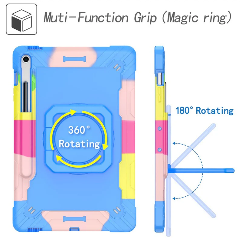 [Built-in Shoulder Strap][With Pen Slot] Samsung Galaxy Tab S10 FE Plus 13.1" (2025) EVA Friendly Heavy Duty Ring Holder Stand Case - Image 3