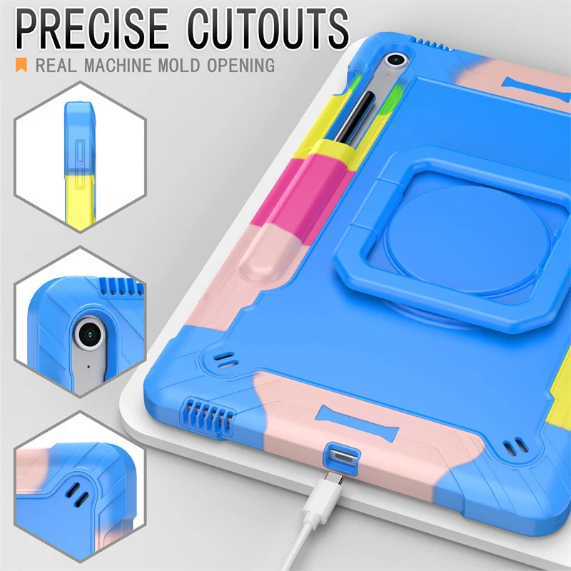 [Built-in Shoulder Strap][With Pen Slot] Samsung Galaxy Tab S10 FE Plus 13.1" (2025) EVA Friendly Heavy Duty Ring Holder Stand Case - Image 5