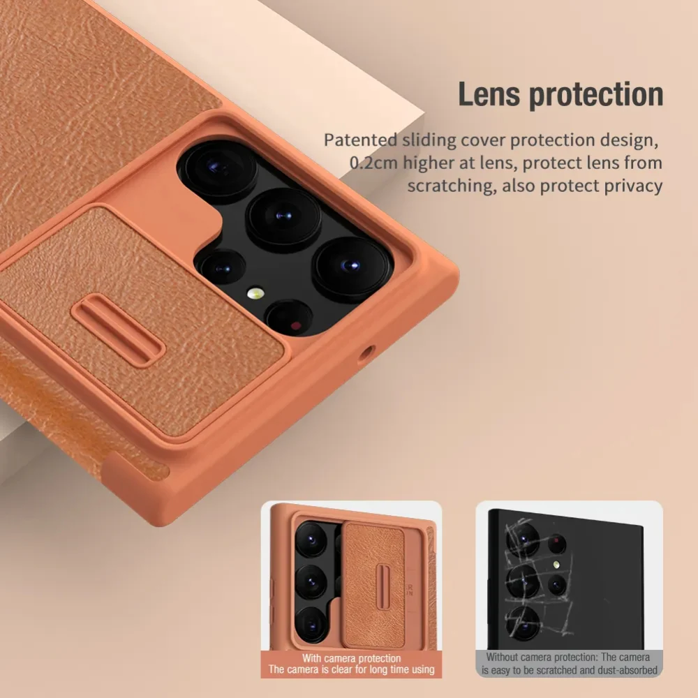 [Built-in Slot] Samsung Galaxy S25/Plus/Ultra - Nillkin Lens Slide Cover Anti-Peeping Flip Leather Case - Image 6