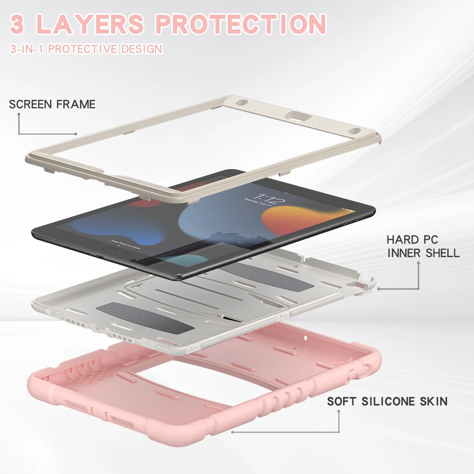 [Built-in Stand] Apple iPad 7/8/9 10.2'' 7/8/9th Gen (2019/2020/2021) EVA Kid Friendly Heavy Duty Ring Holder Stand Case - Image 6