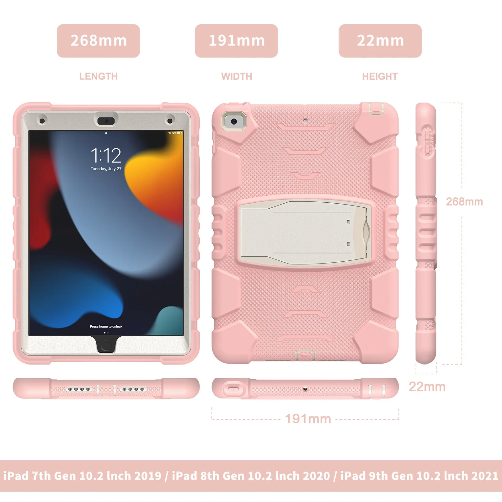 [Built-in Stand] Apple iPad 7/8/9 10.2'' 7/8/9th Gen (2019/2020/2021) EVA Kid Friendly Heavy Duty Ring Holder Stand Case - Image 9