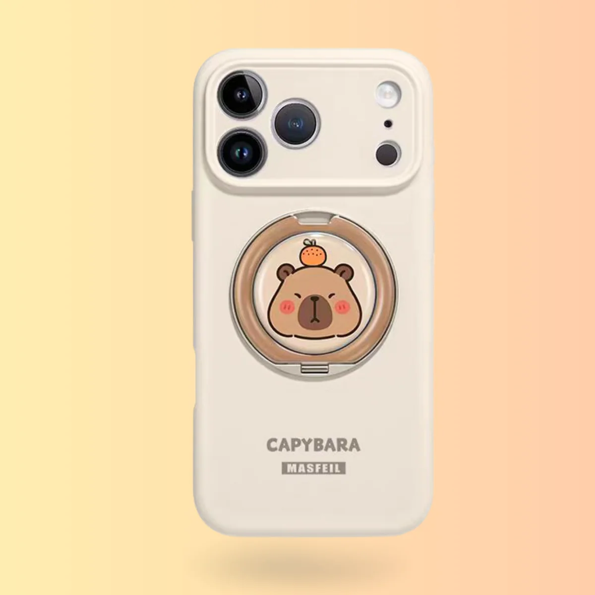 [Built-in Stand] Apple iPhone 15/Pro/Pro Max/Plus - Capybara Liquid Silicone Full-Cover Shockproof Phone Case - Image 4