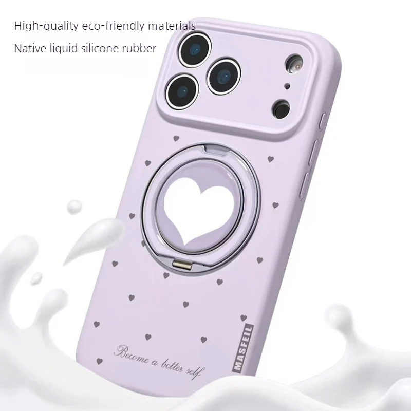 [Built-in Stand] Apple iPhone 15/Pro/Pro Max/Plus - Heart-shaped Full-Cover Shockproof Phone Case - Image 5