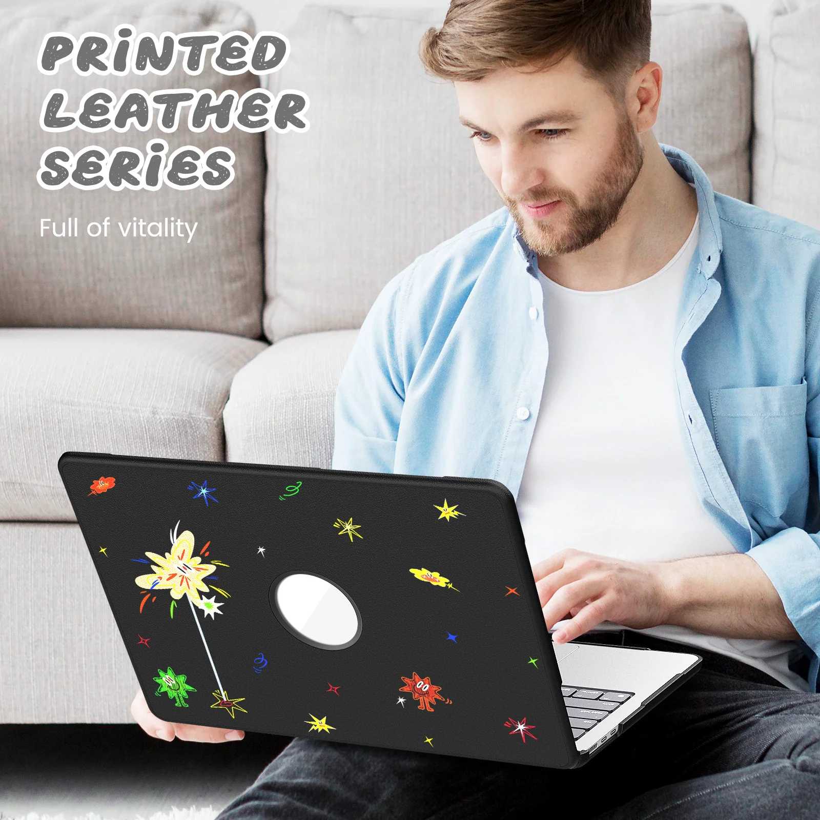 [Built-in Stand] Apple MacBook Pro 13 (A1706 & A1708 & A1989 & A2159 & A2338 & A2289) - Cute Leather Anti-Shock Cooling Case - Image 3
