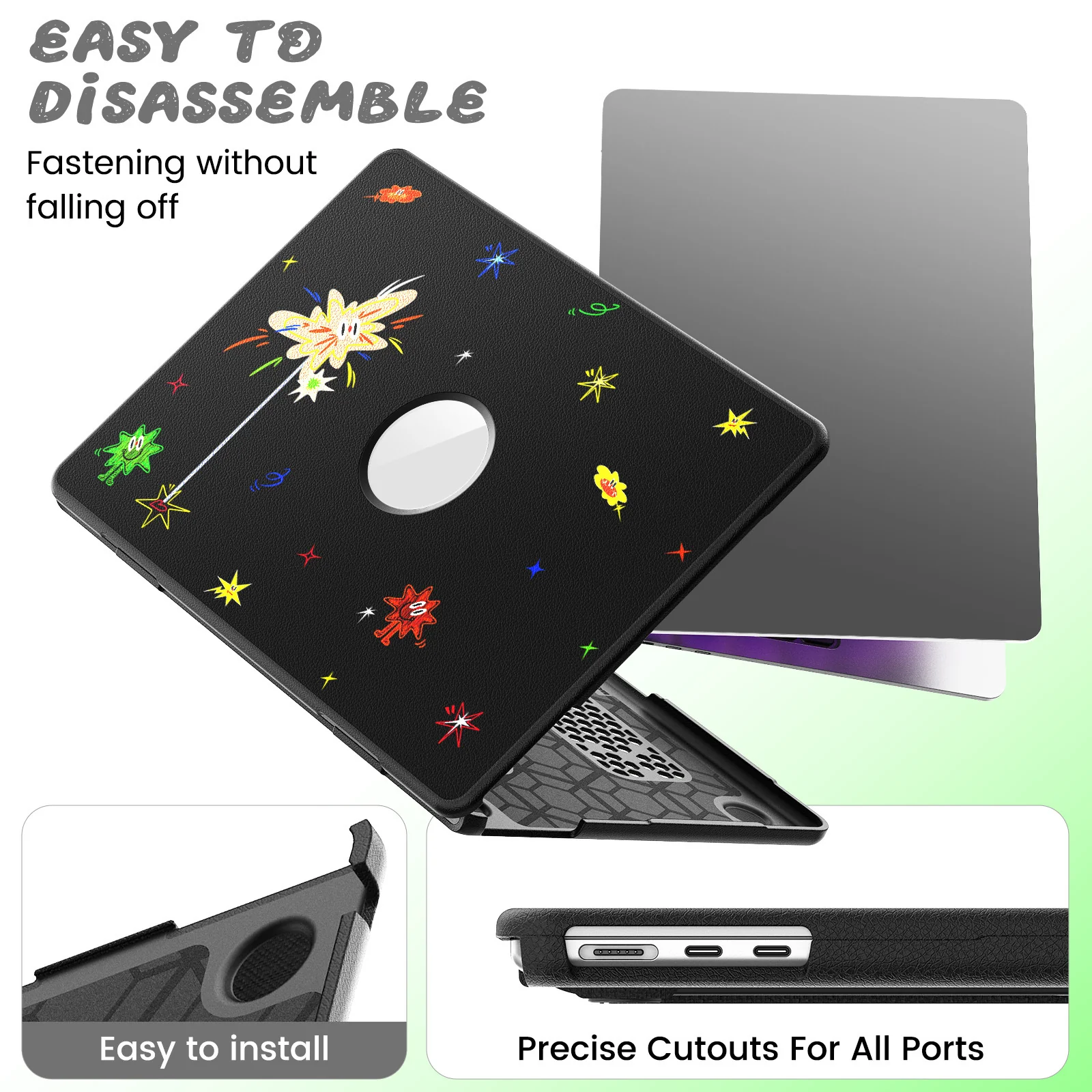 [Built-in Stand] Apple MacBook Pro 13 (A1706 & A1708 & A1989 & A2159 & A2338 & A2289) - Cute Leather Anti-Shock Cooling Case - Image 6