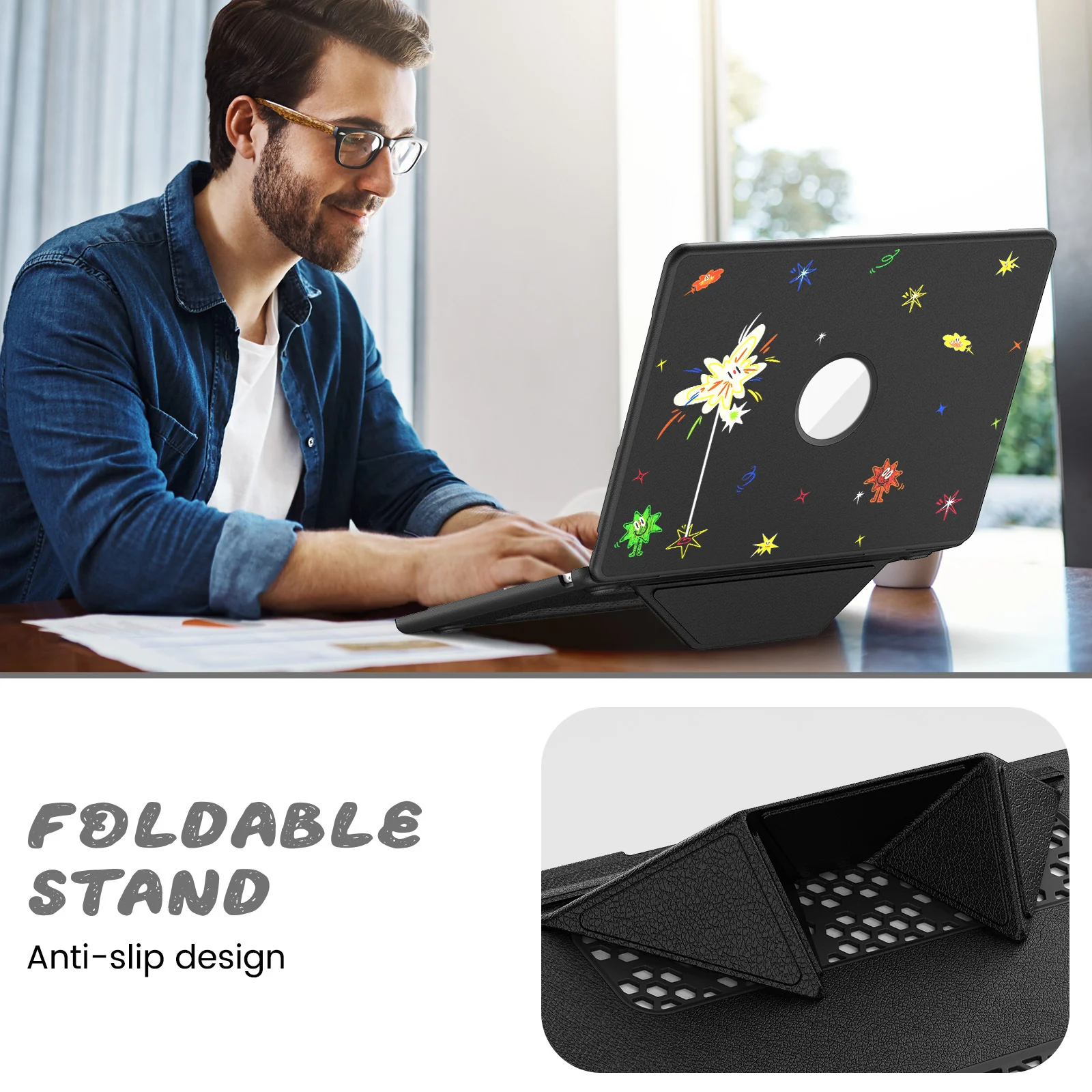 [Built-in Stand] Apple MacBook Pro 13 (A1706 & A1708 & A1989 & A2159 & A2338 & A2289) - Cute Leather Anti-Shock Cooling Case - Image 8