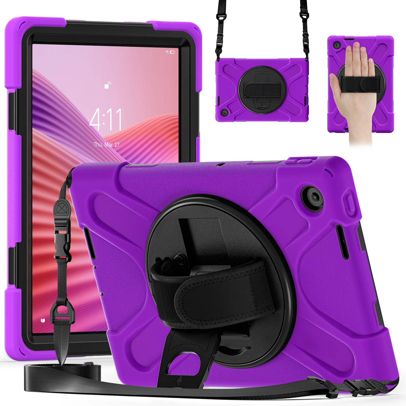 [Built-in Stand] Lenovo Tab 10.1" 2025 (TB311FU/TB311XU) - Kid Shockproof Heavy Duty Series Case With Shoulder Strap - Image 5
