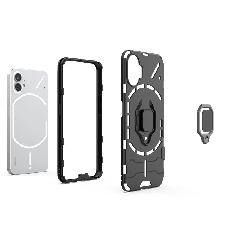 [Built-in Stand] Nothing Phone (1) - Shockproof Military Grade Armor TPU Dual-Layer Full Body Case With 2PC Tempered Glass Screen Protector - Image 10