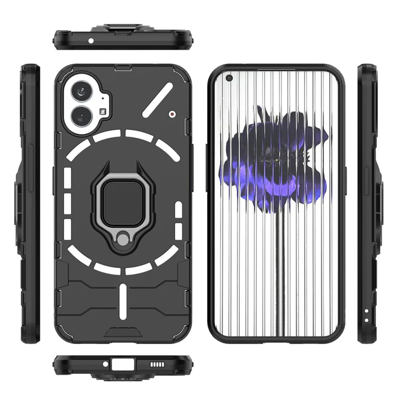 [Built-in Stand] Nothing Phone (1) - Shockproof Military Grade Armor TPU Dual-Layer Full Body Case With 2PC Tempered Glass Screen Protector - Image 7
