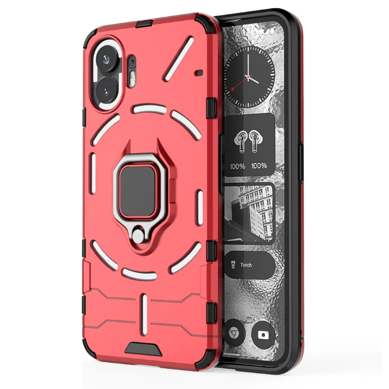 [Built-in Stand] Nothing Phone (2) - Shockproof Military Grade Armor TPU Dual-Layer Full Body Case With 2PC Tempered Glass Screen Protector - Image 2