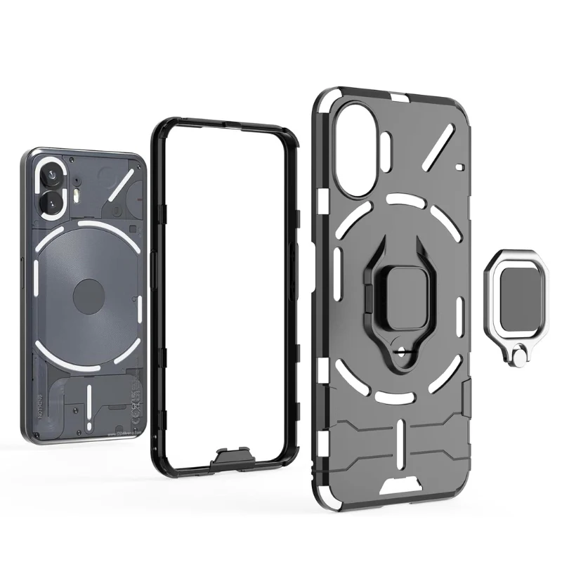 [Built-in Stand] Nothing Phone (2) - Shockproof Military Grade Armor TPU Dual-Layer Full Body Case With 2PC Tempered Glass Screen Protector - Image 3