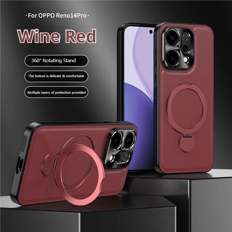 [Built-in Stand] Oppo Reno13 & Pro Full-Cover Metal Magnetic Stand PU Leather Phone Case - Image 5