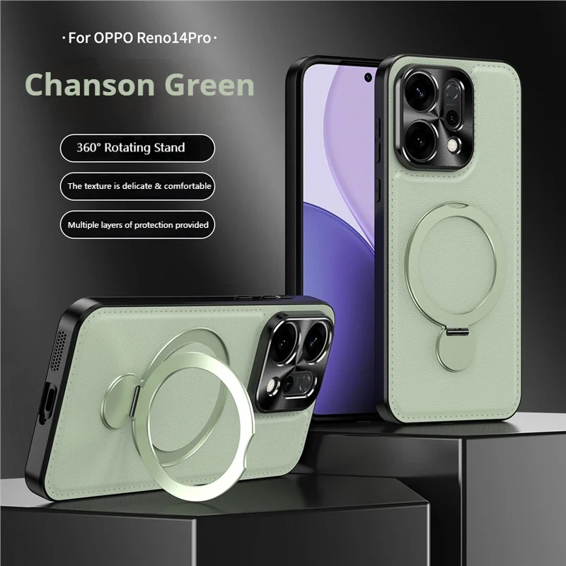 [Built-in Stand] Oppo Reno13 & Pro Full-Cover Metal Magnetic Stand PU Leather Phone Case - Image 6
