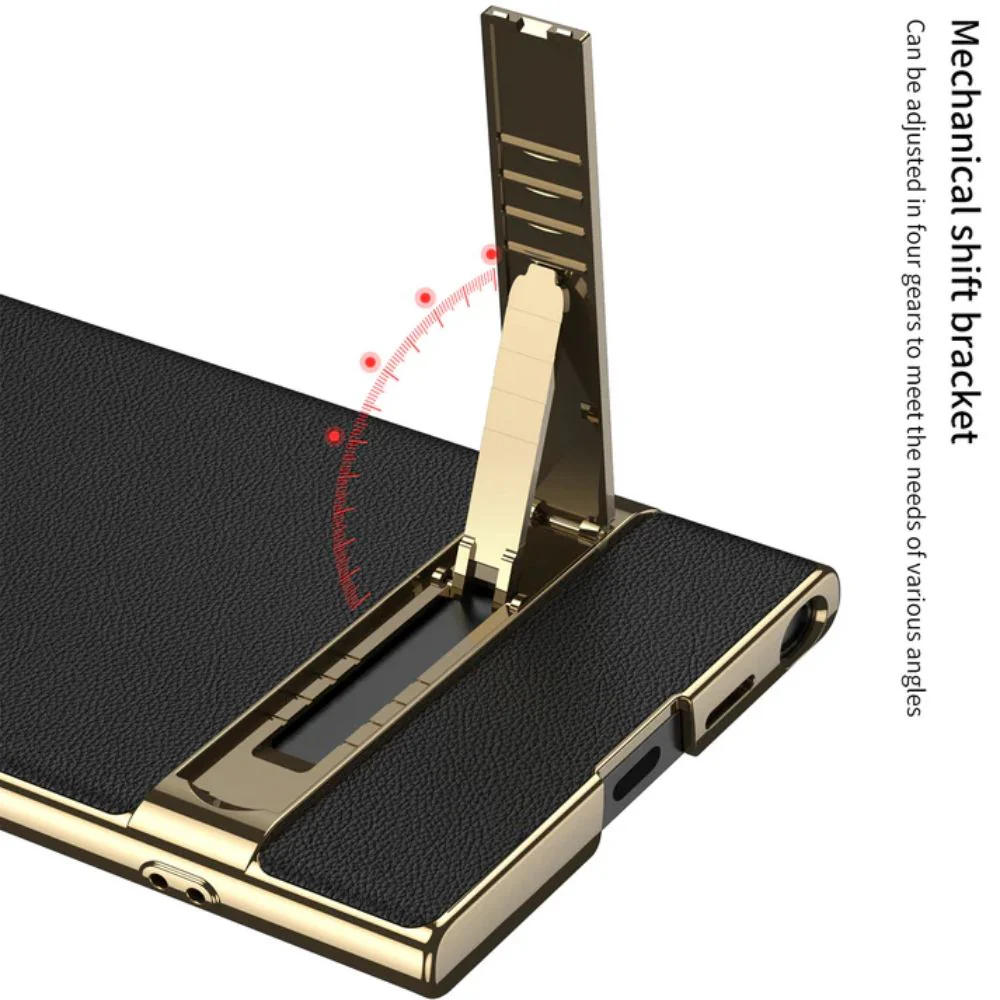 [Built-in Stand] Samsung Galaxy S23 Ultra - Business Metal Frame Wireless Charging PU Leather Stand Case - Image 10