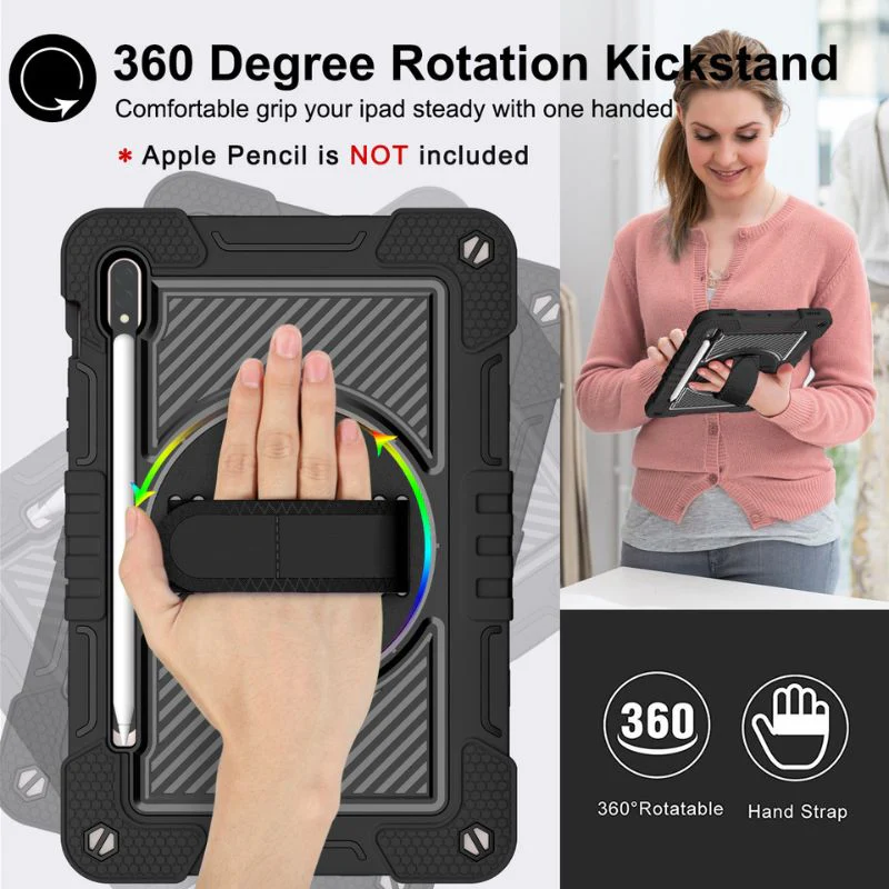 [Built-in Stand] Samsung Galaxy Tab A 8.0" 2019 (T290/T295) - 360 Degree Rotating Shockproof Protection Case With Hand & Shoulder Strap - Image 8