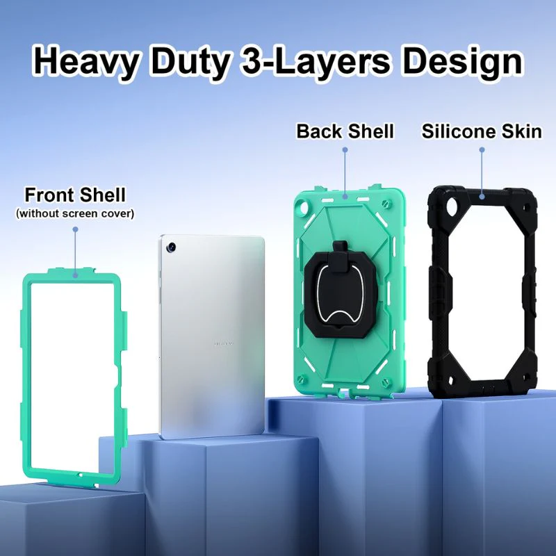 [Built-in Stand] Samsung Galaxy Tab A7 lite 8.7" 2021 (T220/T225) - 360 Degree Full Coverage Military Grade Drop Protection With Hand Holder & Strap - Image 3