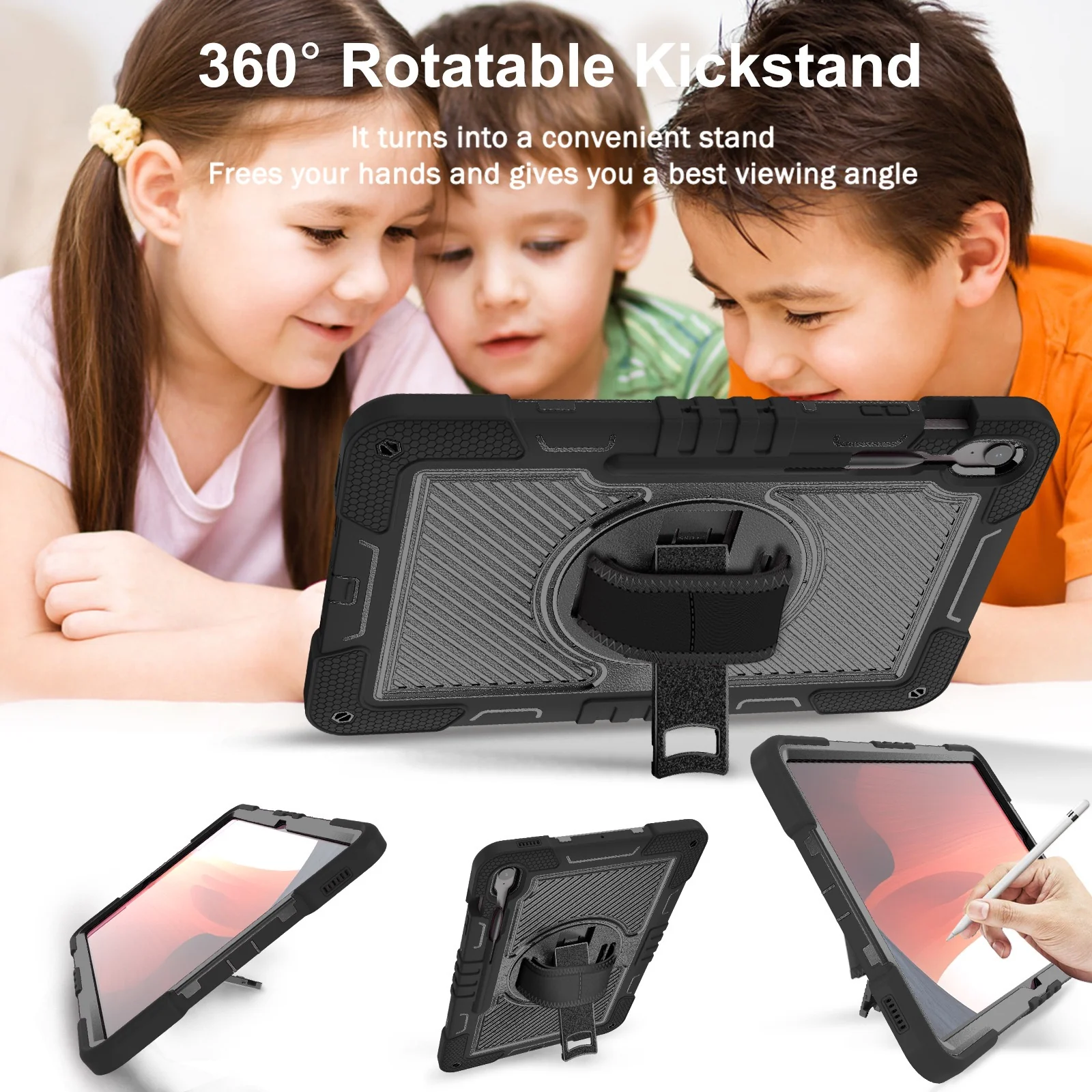 [Built-in Stand] Samsung Galaxy Tab S10 FE Plus (2025) 13.1" - 360 Degree Rotating Shockproof Protection Case With Hand & Shoulder Strap - Image 13