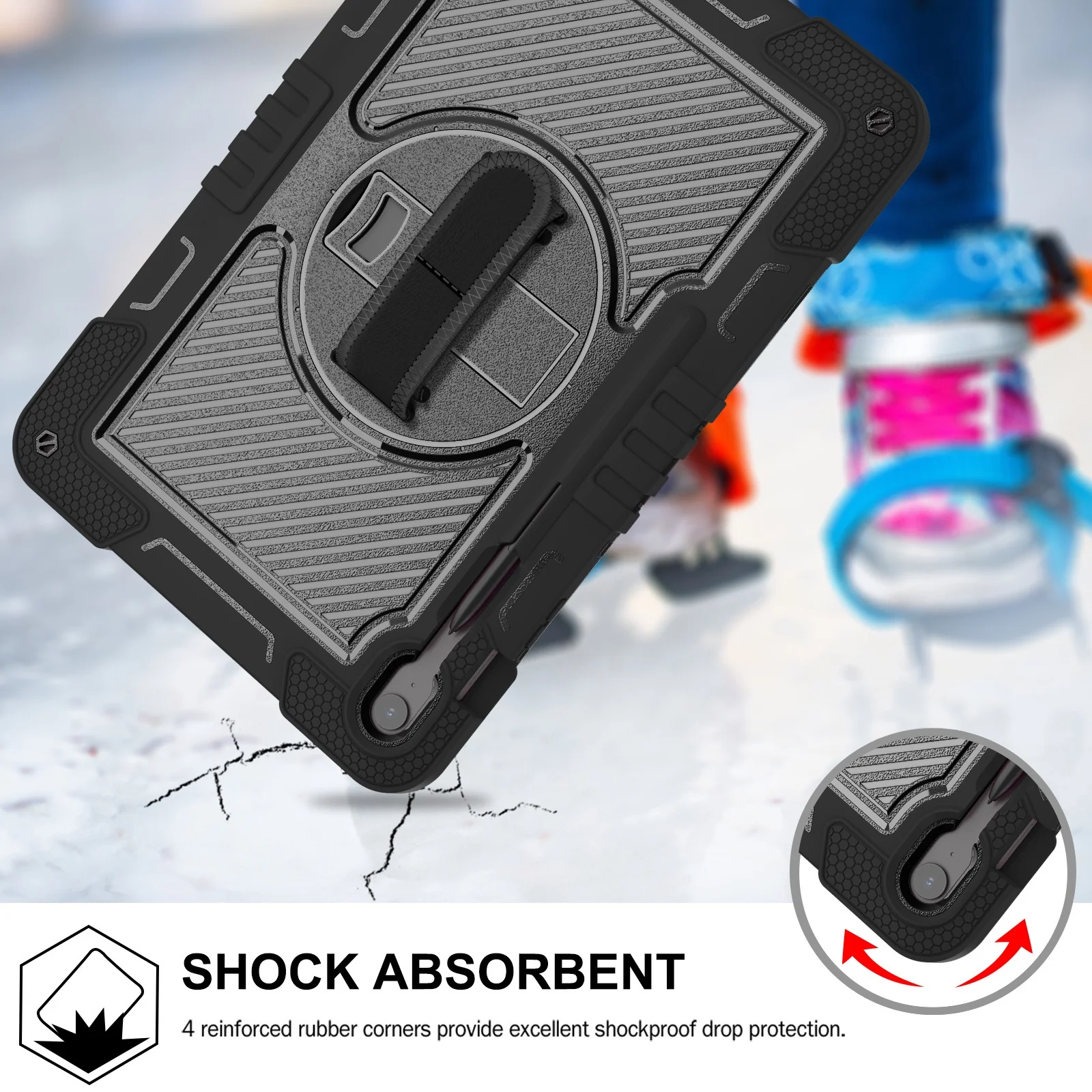 [Built-in Stand] Samsung Galaxy Tab S10 FE Plus (2025) 13.1" - 360 Degree Rotating Shockproof Protection Case With Hand & Shoulder Strap - Image 10