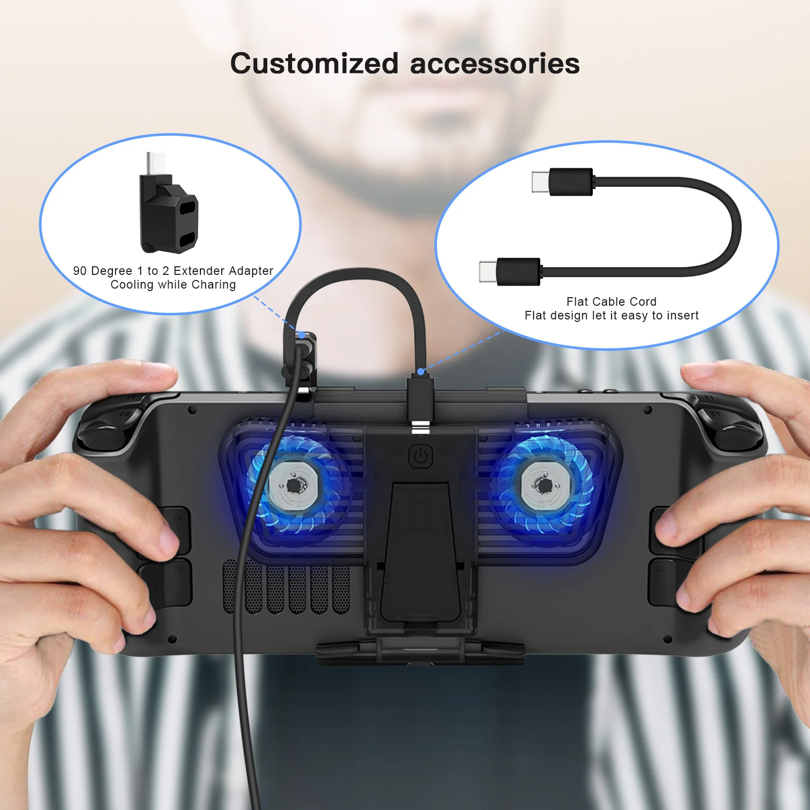 [Built-in Stand] Steam Deck & OLED - Cooling Fan with Dual Type-C Adapter - Image 6