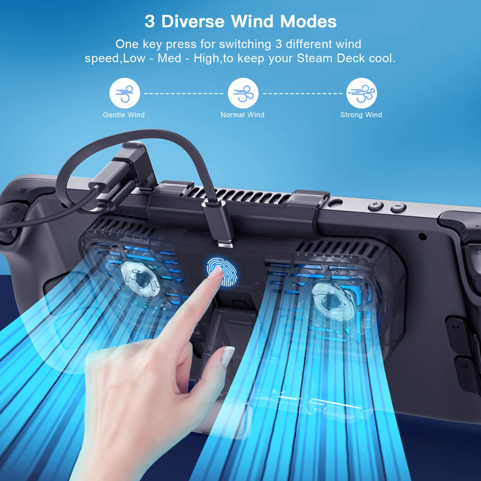 [Built-in Stand] Steam Deck & OLED - Cooling Fan with Dual Type-C Adapter - Image 7