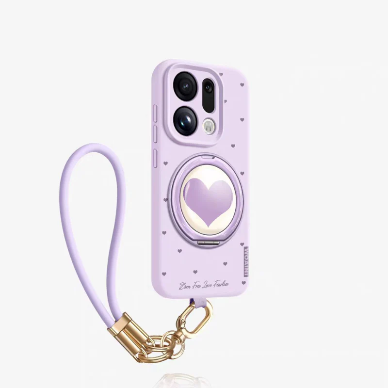 [Built-in Stand][With Hand Strap] Oppo Find X9/Pro - Heart-shaped Liquid Silicone Shockproof Phone Case - Image 10