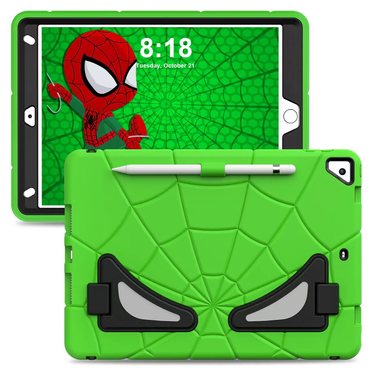 [Built-in Stand][With Pen Slot] Apple iPad 7/8/9 10.2'' 7/8/9th Gen (2019/2020/2021) Spiderman Cartoon Kids Full-cover Silicone Shockproof Case - Image 15