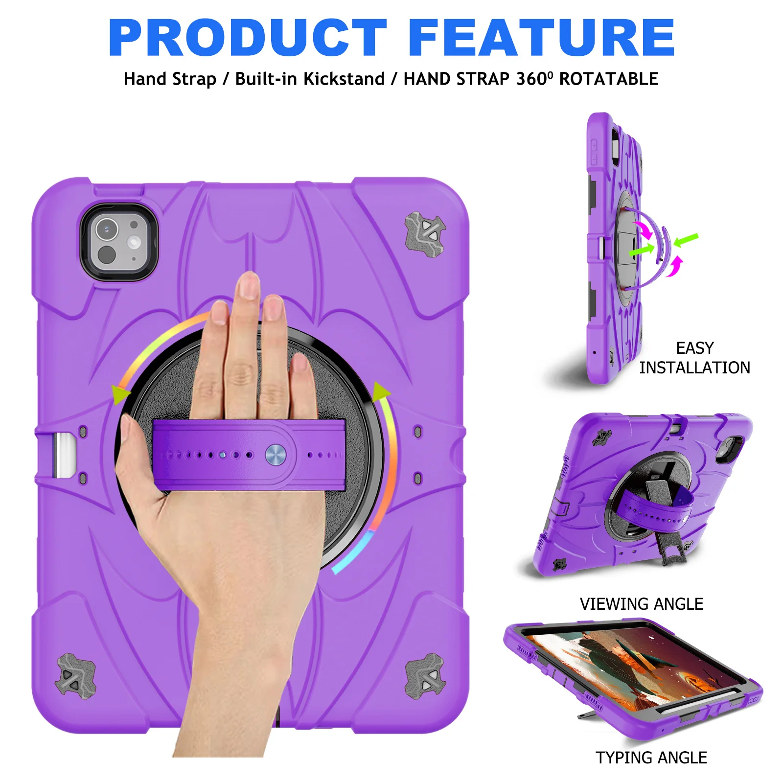 [Built-in Stand][With Pen Slot] Apple iPad 10.9'' 10/11th Gen (2022/2025) Batman Cartoon Kids Full-cover Silicone Shockproof Case - Image 11