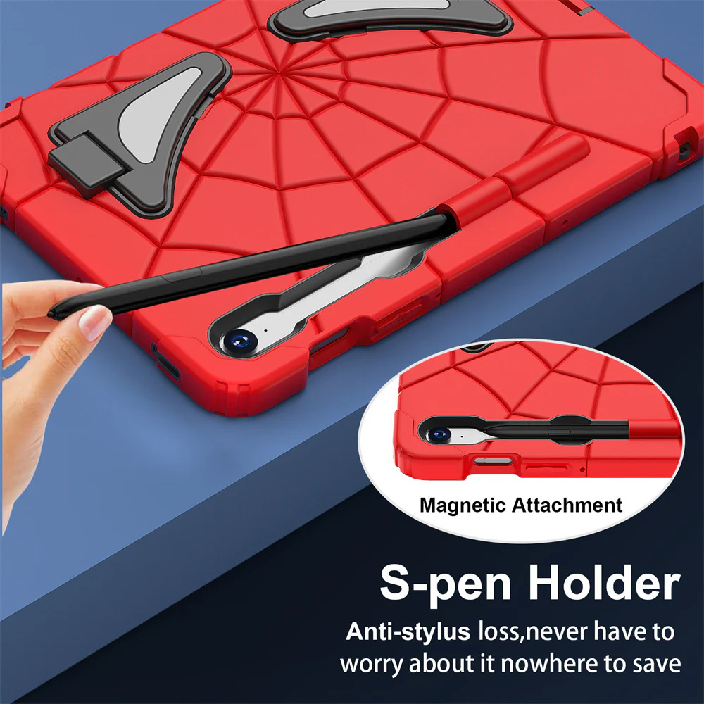 [Built-in Stand][With Pen Slot] Samsung Galaxy Tab S7/S8 11“ (2020/2022) Spiderman Cartoon Kids Full-cover Silicone Shockproof Case - Image 11
