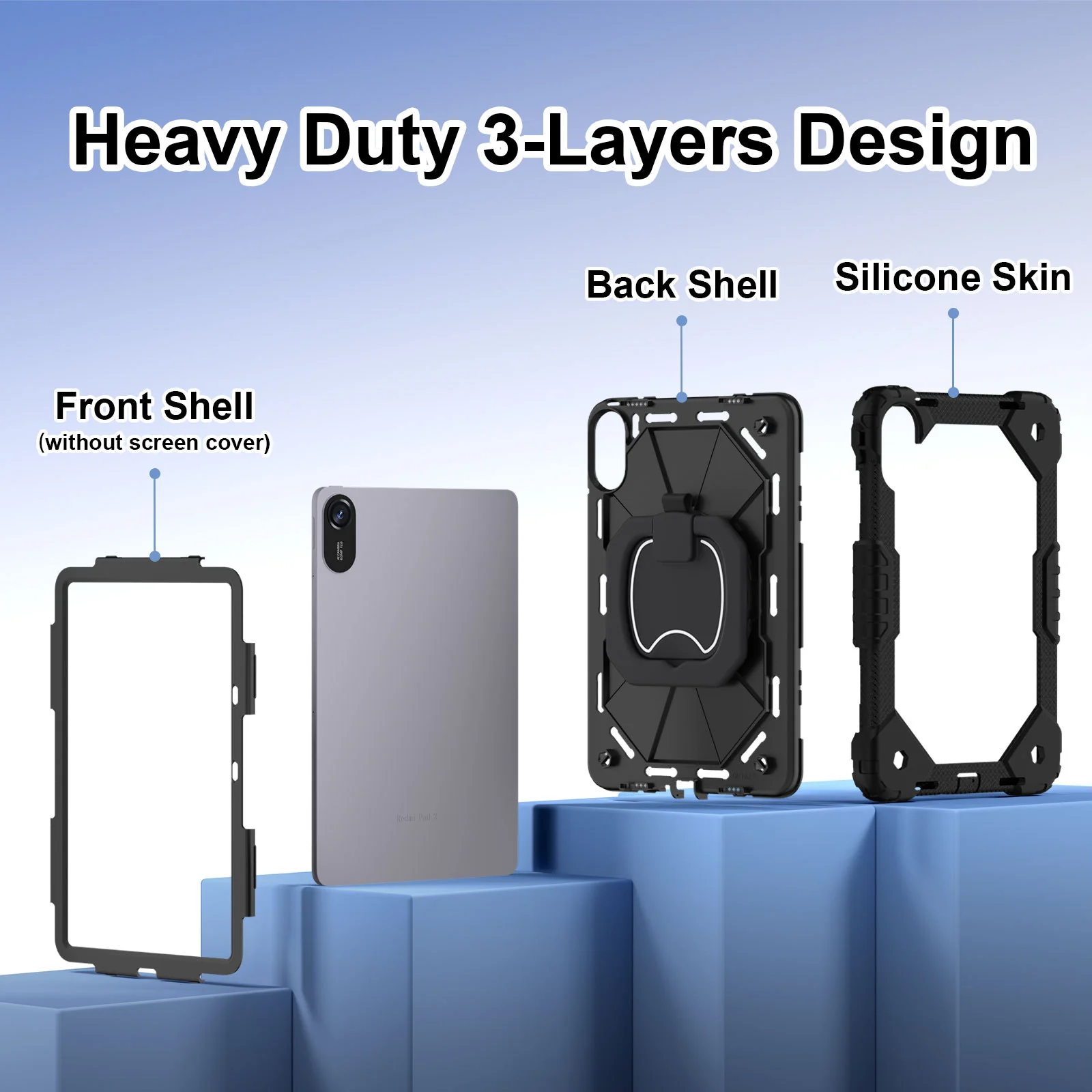 [Built-in Stand][With Shoulder strap] Xiaomi Redmi Pad 2 11" 2025 EVA Kid Friendly Heavy Duty Series Case - Image 2